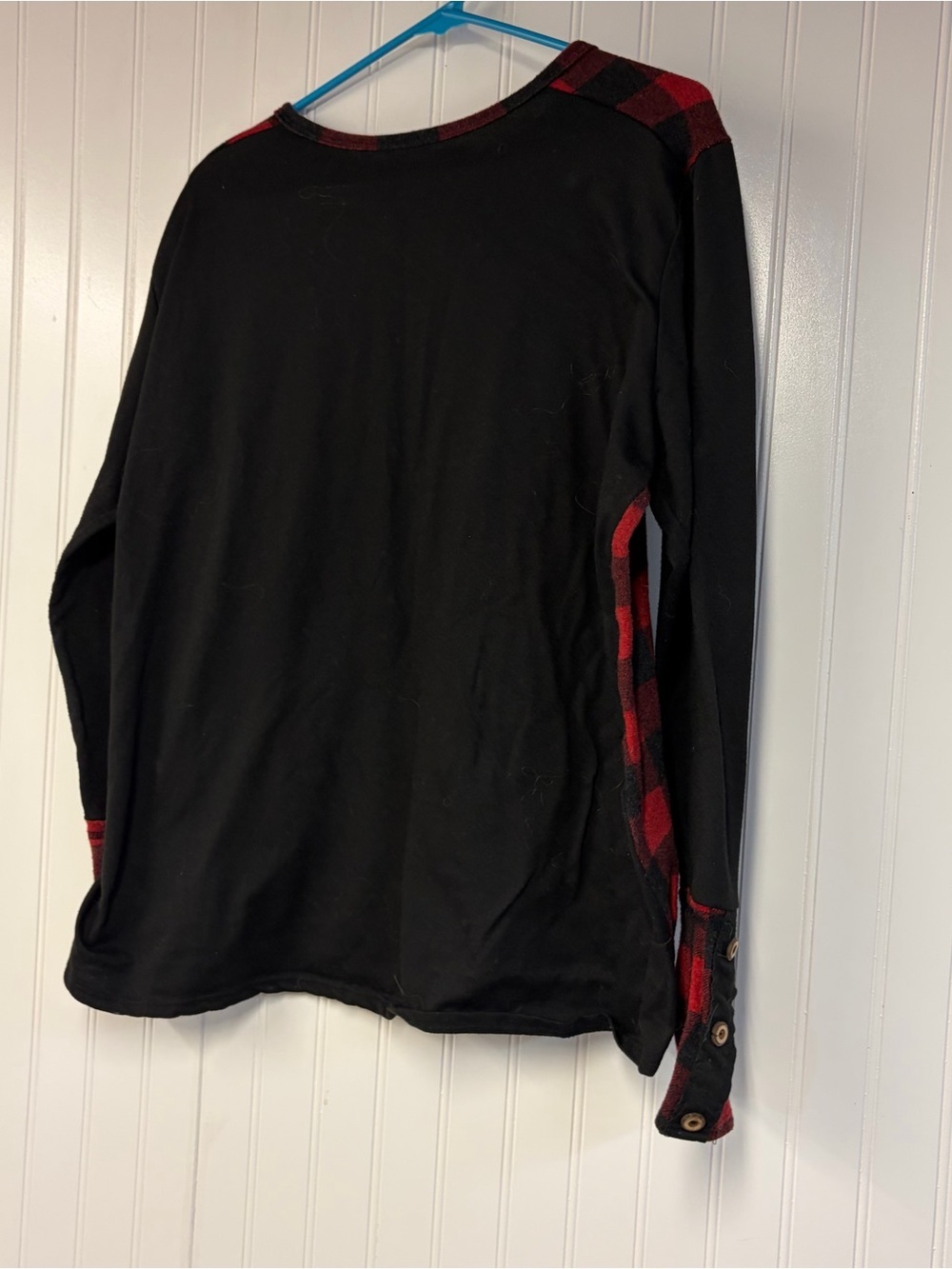 Heimish USA Black Long-Sleeve Shirt with Red Buffalo Plaid Accents 2XL